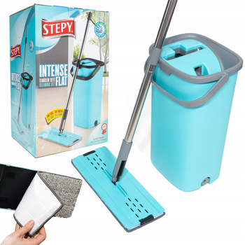 Mop Płaski z Wiadrem Dwukomorowym z Wyciskaczem Stepy Intense Flat